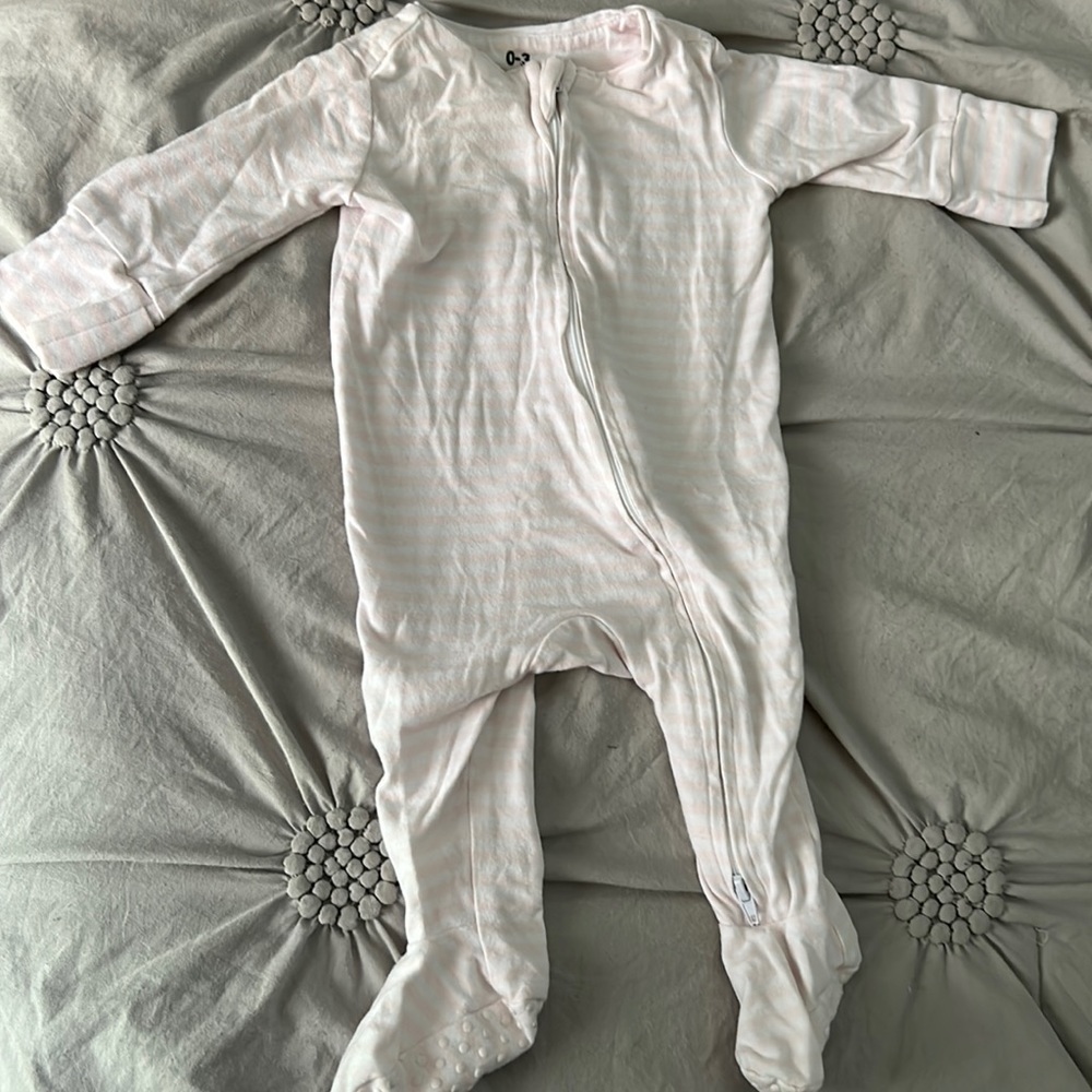 Pink and white stripe footies